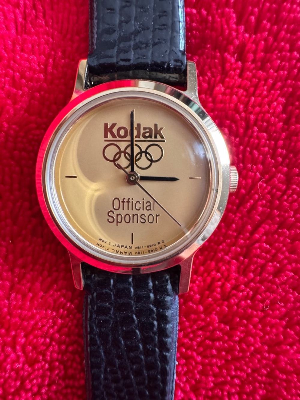 Kodak Gold Dial Watch with Black Strap